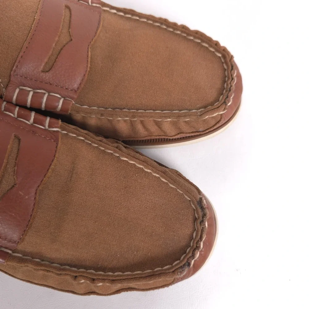 POLO RALPH LAUREN‎ Blackley 10.5D Leather Textile Loafers Brown Men's Shoes
